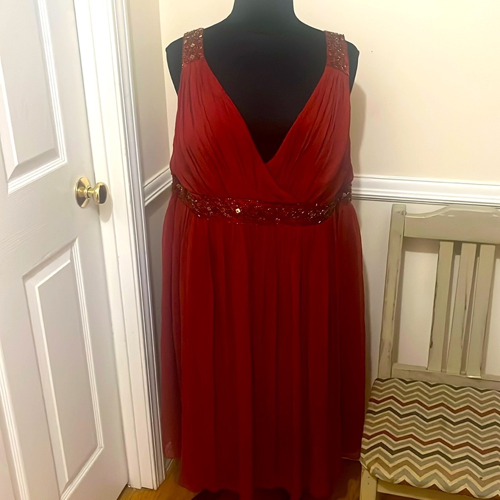 Burgundy Red Cocktail midi dress. Semi formal dress